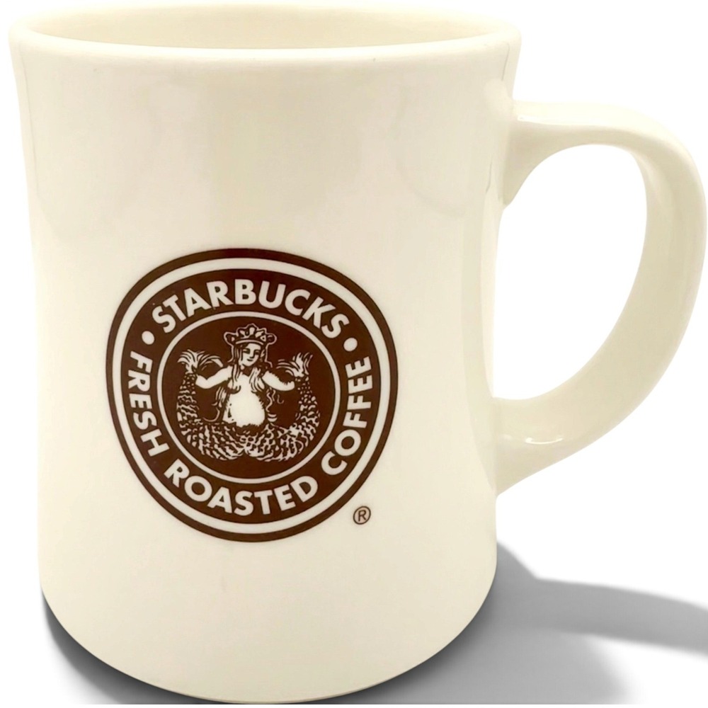 Starbucks Mug Unisex 16oz White Excellent 2008 Dual Logo Siren Mermaid Ceramic